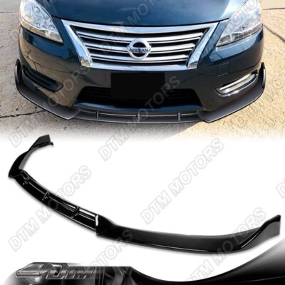 For 13-15 Nissan Sentra STP-Sty Painted Black Front Bumper Lip Spoiler Splitter