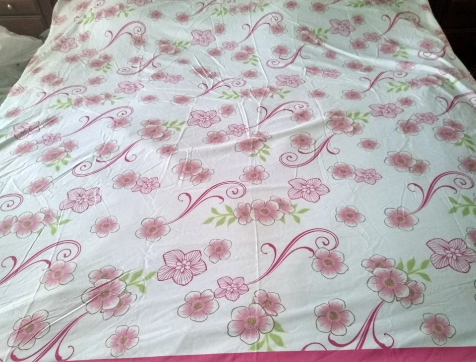 DISNEY Princesa 79x85" Érase una vez Sábana Plana Rosa Blanco Flores TELA Foto 4 de 4