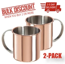 MOSCOW MULE MUGS [2-PACK] copper plated stainless steel unbeatable sale value