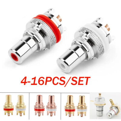 4/8/16x Hifi RCA Female Socket Chassis Connector Phono Copper Jack Amp RCA Plug