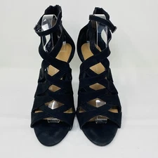 Christian Siriano For Payless Heels Women 10 Black Faux Suede Crisscross Ankle