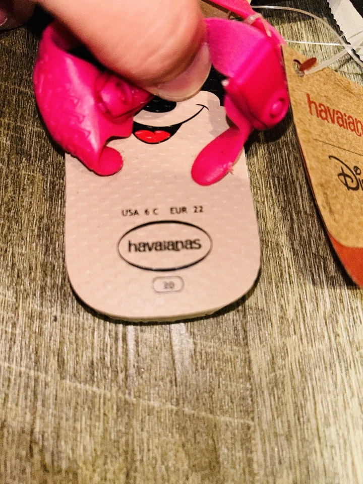 Havaianas Flip Flops Disney Minnie Mouse (White/Rose) Kids Size USA 6C **NWT** - Image 3 of 4