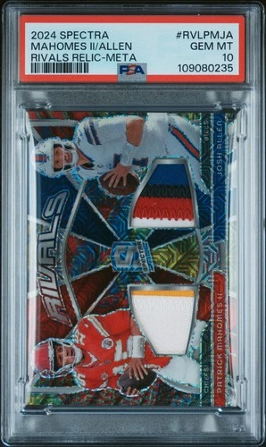 2024 PANINI SPECTRA RIVALS RELICS JOSH ALLEN/PATRICK MAHOMES II 13/25 PSA 10