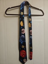 Steven Harris Tie Planets Handmade 100% Polyester Astrology Themed Navy Blue