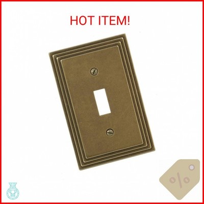 Amerelle Steps Single Toggle Cast Metal Wallplate in Rustic Brass