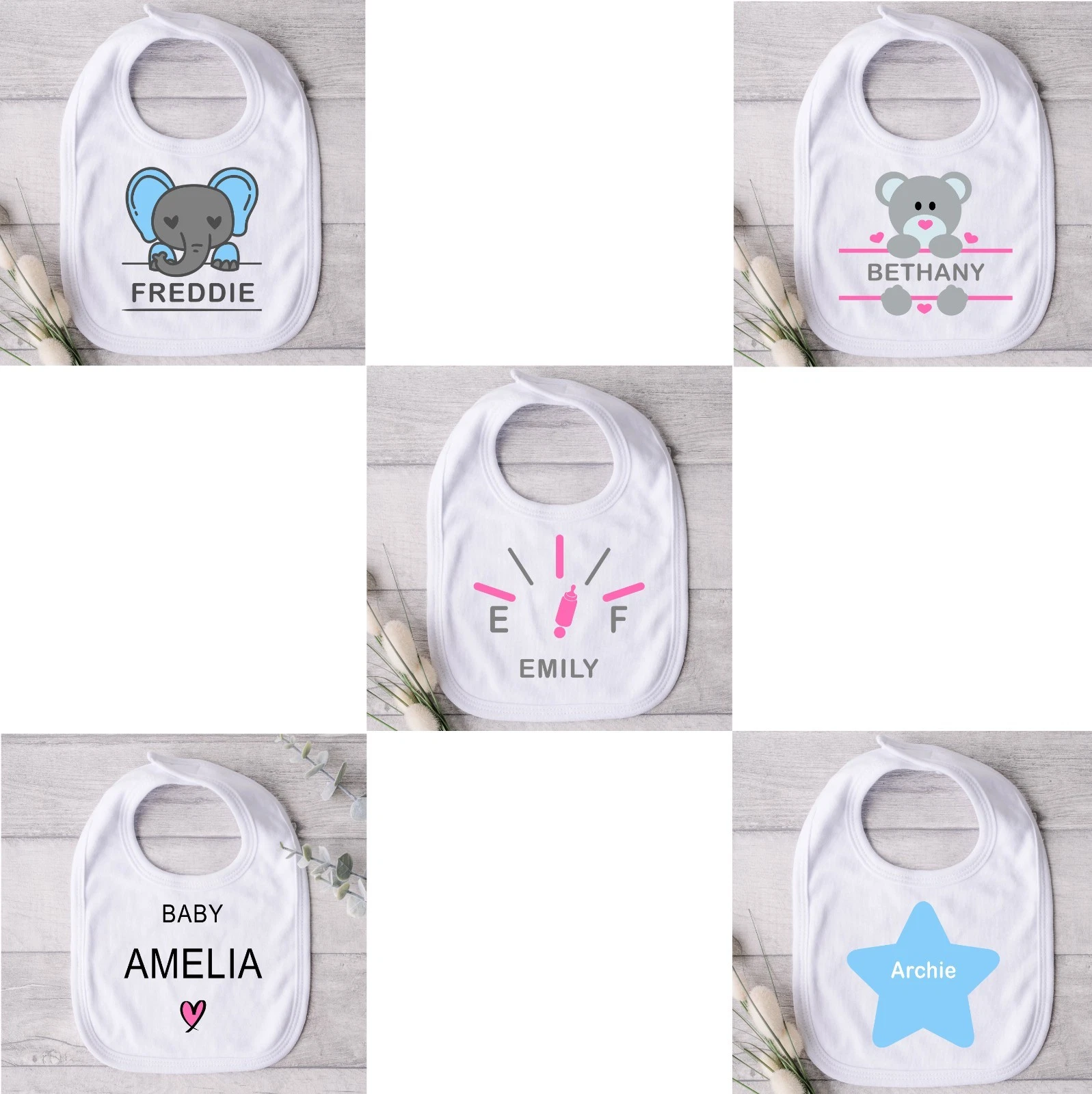 Personalised 100% Cotton Baby Bibs - Your Child's Name Here - Boy Girl Blue Pink
Opens in a new wind