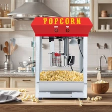 600W Popcorn Popper Machine 6 Oz Countertop Popcorn Maker  Red Movie Theater