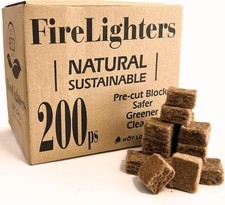 200 Natural Block Lighter Eco Firelighters Fire Starter from Compressed Wood & I 0.08 per lighter