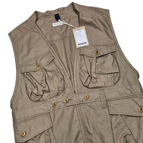 ts(s) Takuji Suzuki Utility Fishing Vest Mens 3 Large Brown Multi Pocket Japan - product listing photo