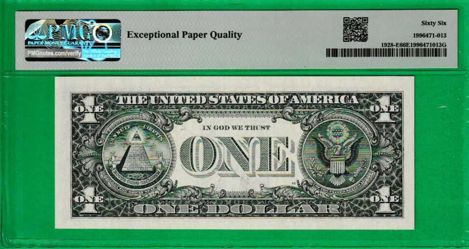 $1  Federal Reserve note RADAR Serial Number  4401 1044 PMG 66 - Image 3 of 3