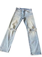 Levi's 501 Original Fit Jeans Men's W32 L32 Light Wash Button Fly Denim Pants...
