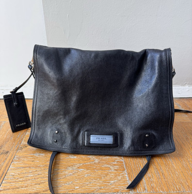 Prada Etiquette Leather Crossbody Messenger Vintage Bag