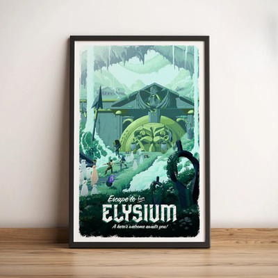 Elysium Hades Poster Retro Travel Gamer Wall Art Canvas