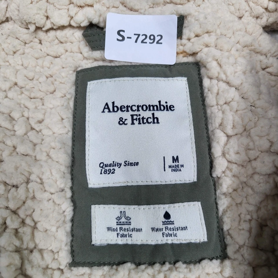 Chaqueta Abercrombie & Fitch Mujer M Oliva Gorpcore Sherpa Forrada Trench Foto 2 de 4