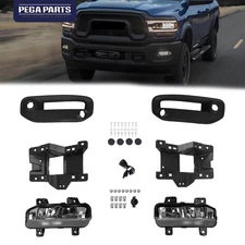 LED Fog Light Fog Lamp Cover Bezel Bracket Kit For 2019-2023 Dodge RAM 2500 3500