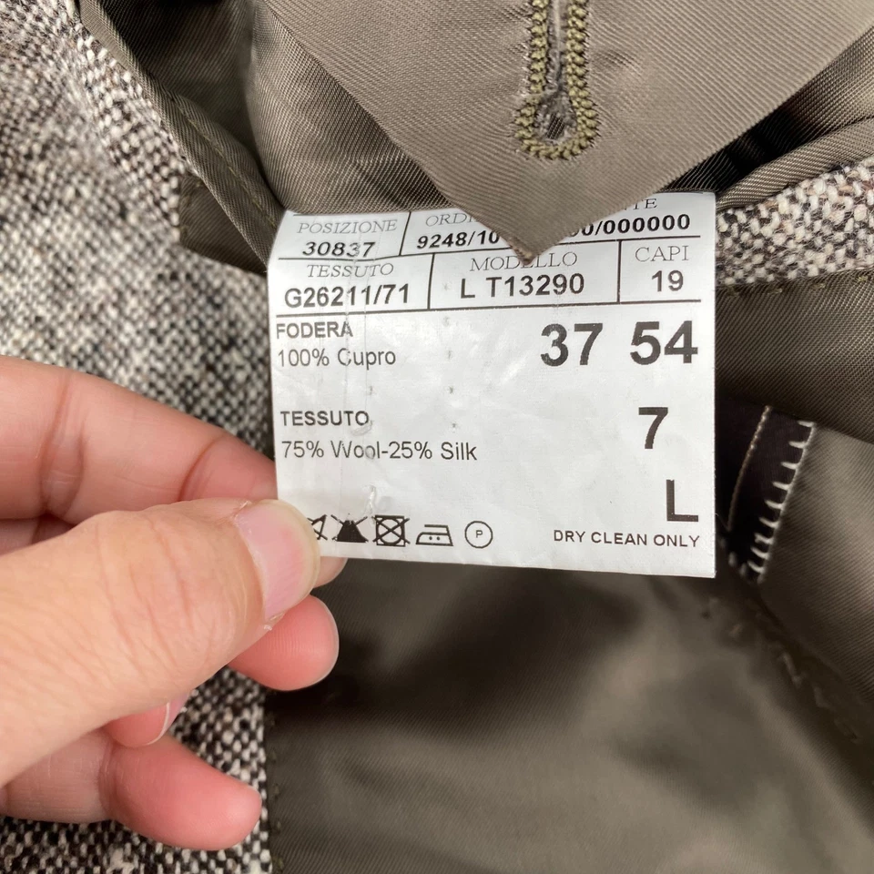 Canali Exclusive Mens 44 Wool Silk Blend Tweed Blazer Jacket Made in Italy Brown - Image 4 of 4