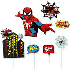 Spiderman Cake Topper Marvel Superhero Birthday Party Cupcake Topper Decor 7pcs