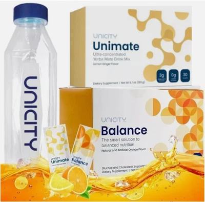 Unicity - Feel Great Pack Lemon Ginger Unimate & Orange Balance + 1 Bottle