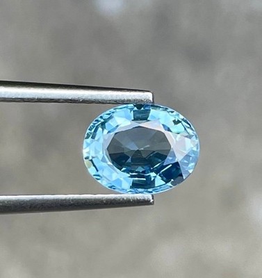 1.35 Carats Light Blue Sapphire Step Oval Cut Natural Sri Lankan Gemstone