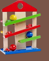 Eichhorn 100002025 Kugelbahn-Haus, 4-Teilig, Bunte Rollbahn Aus Holz 200670