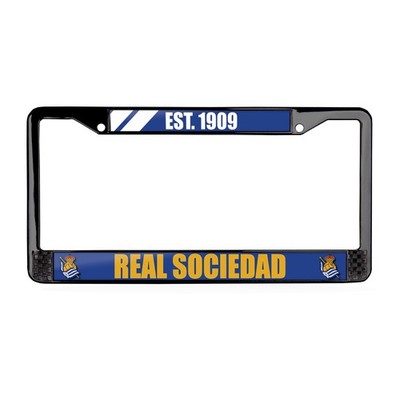 Real Sociedad Laliga 3D Polyurethane Domed Black License Plate Frame Car-SUV