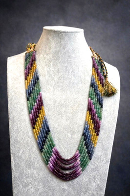 16-18''INCH MULTI SAPPHIRE RONDELLE FACETED 4-4.5MM GEMSTONE BEADS 1 NECKLACE