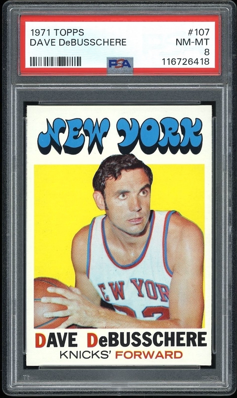 Dave DeBusschere 1971 Topps New York Knicks Card #107 PSA 8 *Freshly Graded*