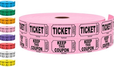 Pink Double Roll Raffle Tickets 2000 Count Event Admission Entry Token Stub