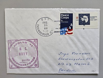 Brief USA Raumfahrt APOLLO 17 U.S. Navy Recovery Force, NASA, nach Schweden