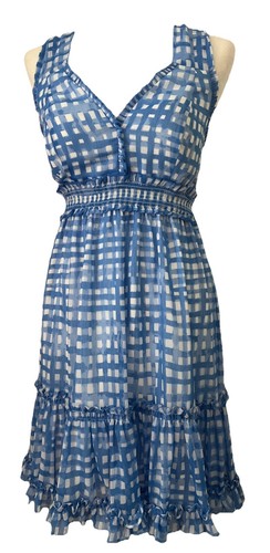 Lilly Pulitzer Cailee Kleid Neckholder Feelin Beachy Gingham Rüschen Bennet blau NEU - Bild 3 von 11