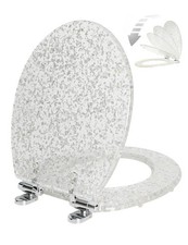 Resin Toilet Seat Round with Easy Clean Adjustable Hinges, Soft Close Quick R...