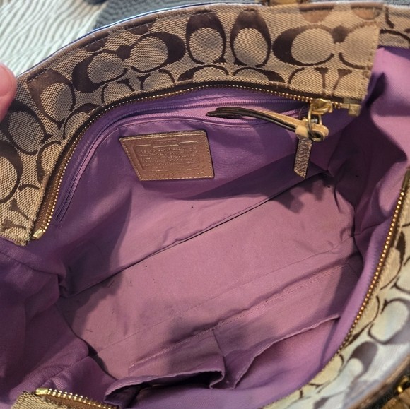 Authentic Coach Gold Patchwork Handbag Shoulder B… - image 5