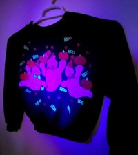 Vintage 80s Halloween "BOO" Ghosts Pumpkins Sweater Kids USA NEW Deadstock