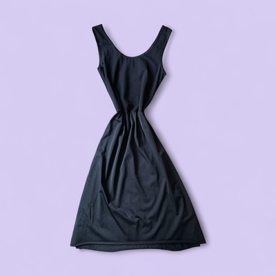 Vintage Trufit Little Black Midi Dress | Size 38 (Small) | Y2K Minimalist Satin