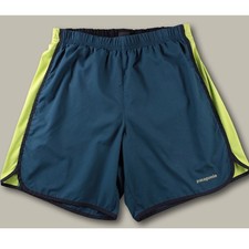 Patagonia Men's Strider Running Shorts 7" Inseam Lined Teal Blue Lime Green S