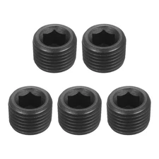 5Pcs Socket Pipe Plugs, NPT 1/8"Carbon Steel Hex Thread Pipe Caps, Black