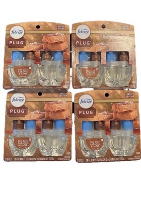 8 Febreze SEA SALT CARAMEL AND MAPLE Scented Plug Refills Air Freshner  8 Plugs!