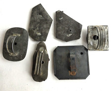 Lot 6 Antique/VTG Tin Cookie Cutters Primitive Soldered Variety Chick, Moon READ