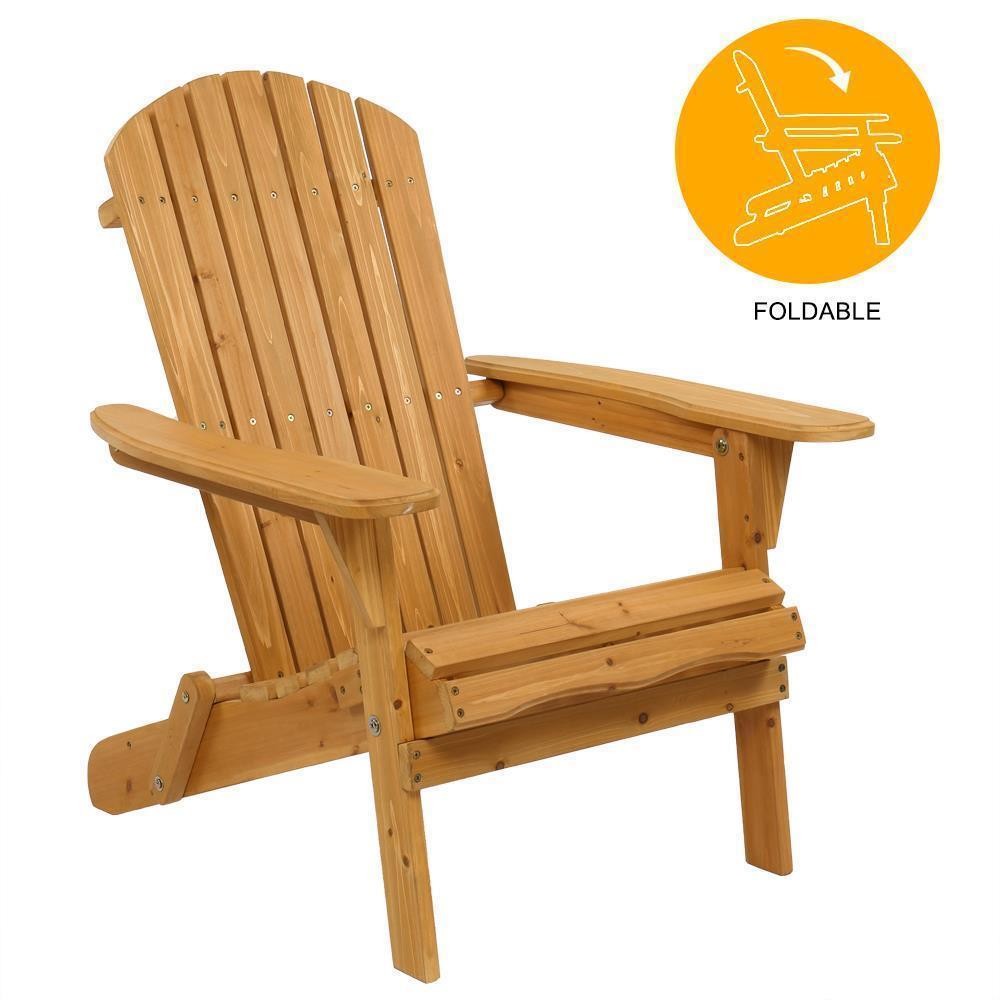 41" Outdoor Patio Wooden Adirondack Chair Lounge Deck Garden Furniture w/Armrest
