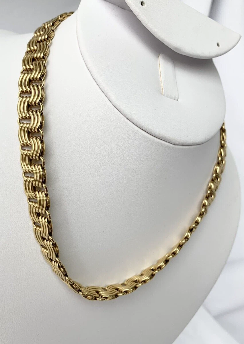 Flat braided deals gold necklace