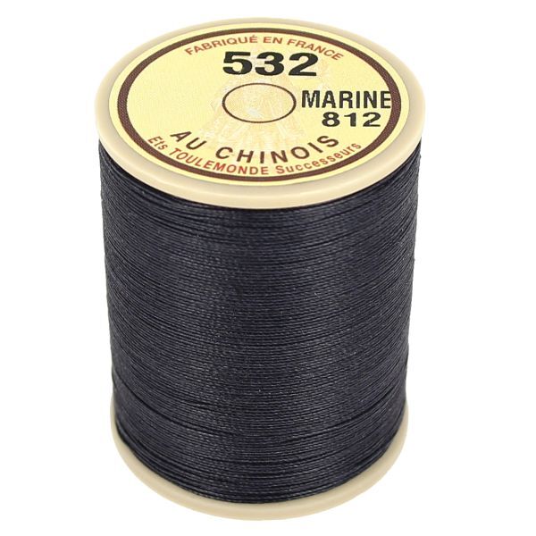 Fil de lin câblé et glacé Au Chinois de haute couture coloris bleu marine