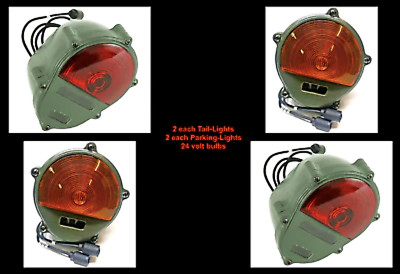 2 each Parking-Lights + 2 each Tail-Lights 383-Green Plastic Housings& 24v-bulbs