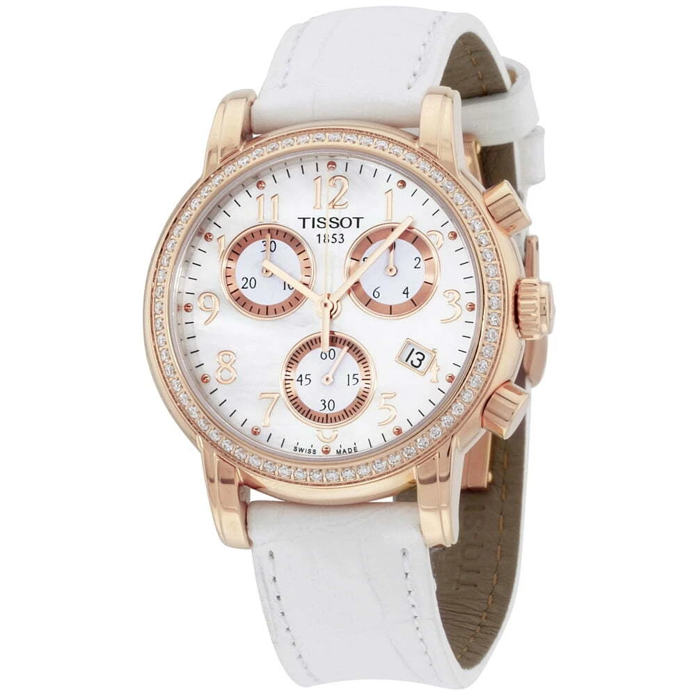 Tissot women’s dressport synthetic leather watch 35mm Tissot Dressport Chronograph Mother of Pearl Dial White  main image 2