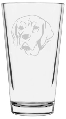 Portuguese Pointer Dog Themed Etched All Purpose 16oz Pint Glass