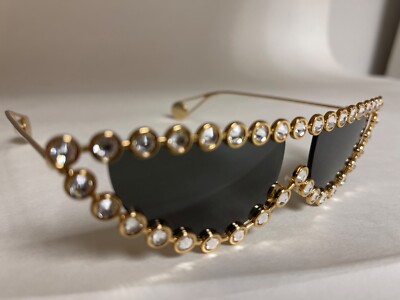 GUCCI AUTHENTIC Hollywood Forever 0364 Gold Crystal Metal