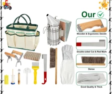 12Pcs Bee Hive Starter Kit Beekeeping Supplies with Smoker and Tools