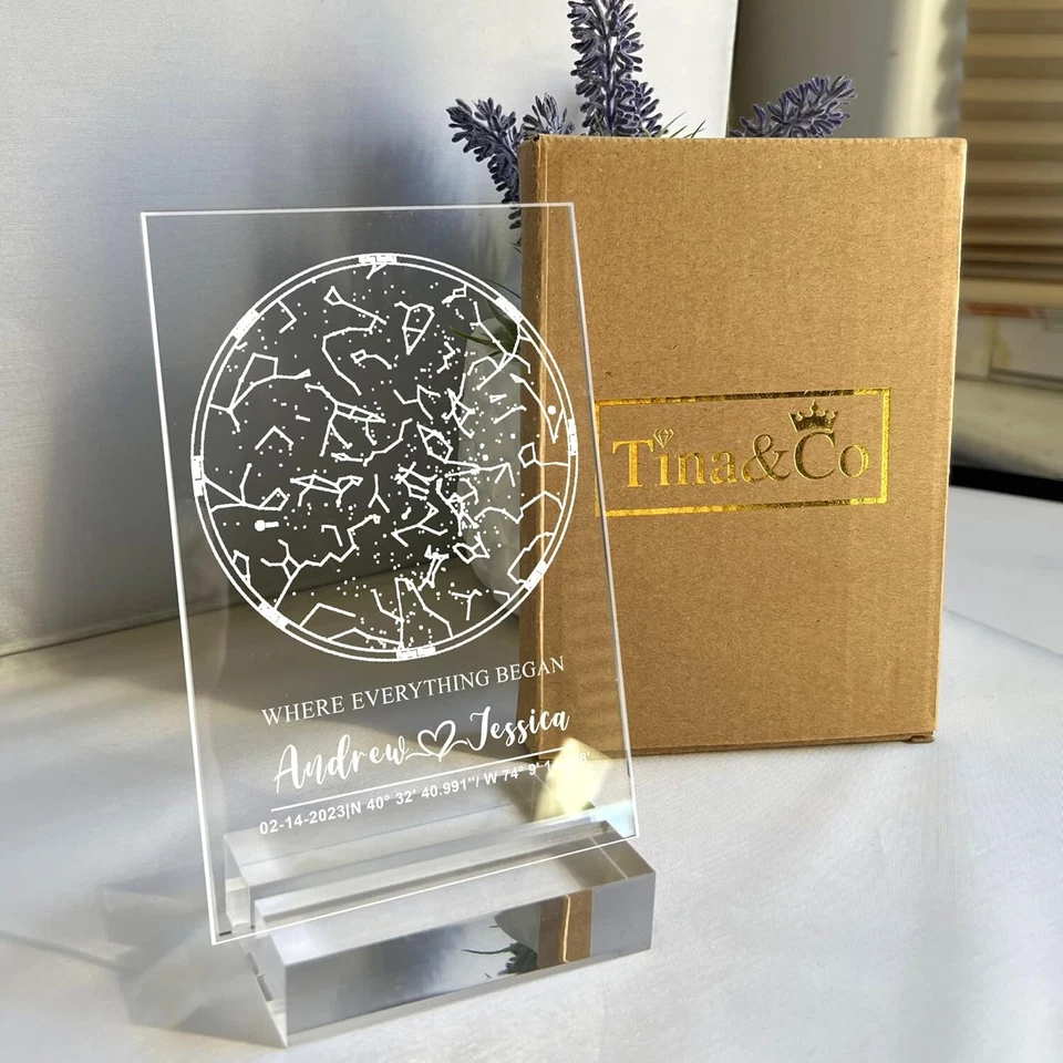 Personalized Star Map Night Light Custom Sky Chart Lamp Gift for Couples Bedroom - Image 4 of 4