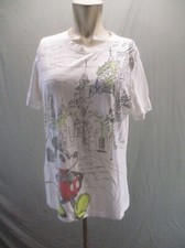 Disney World Size XL Womens White Printed Cotton Blend Short Sleeved Shirt 278