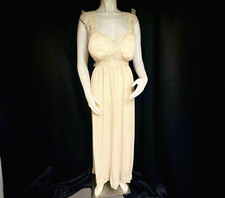 VTG 40s LUXITE by Holeproof SHEER Nylon Pink Peach Long Nightgown Ivory Lace 38