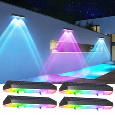 4Pack LED Solar Power Fence Lights Deck Door Wall Stair Step Garden Decor Lamp
